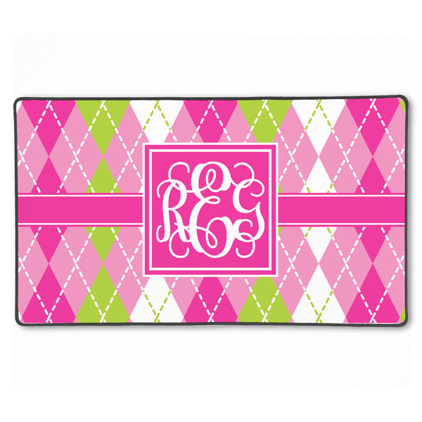 Custom Pink & Green Argyle XXL Gaming Mouse Pad - 24" x 14" (Personalized)