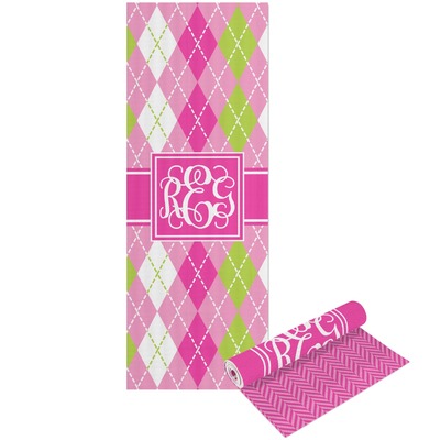 Pink & Green Argyle Yoga Mat - Printable Front and Back (Personalized)