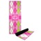 Pink & Green Argyle Yoga Mat with Black Rubber Back Full Print View
