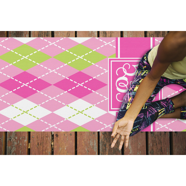 Pink & Green Argyle Yoga Mats - LIFESTYLE