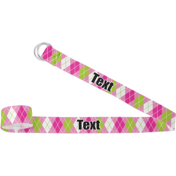 Custom Pink & Green Argyle Yoga Strap (Personalized)