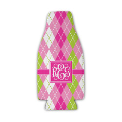 Pink & Green Argyle Zipper Bottle Cooler (Personalized)