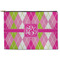 Pink & Green Argyle Zipper Pouch - Large - 12.5"x8.5" (Personalized)