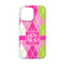 Pink & Green Argyle iPhone 13 Mini Case - Back
