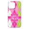 Pink & Green Argyle iPhone 13 Pro Max Case - Back