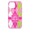 Pink & Green Argyle iPhone 13 Pro Max Tough Case - Back