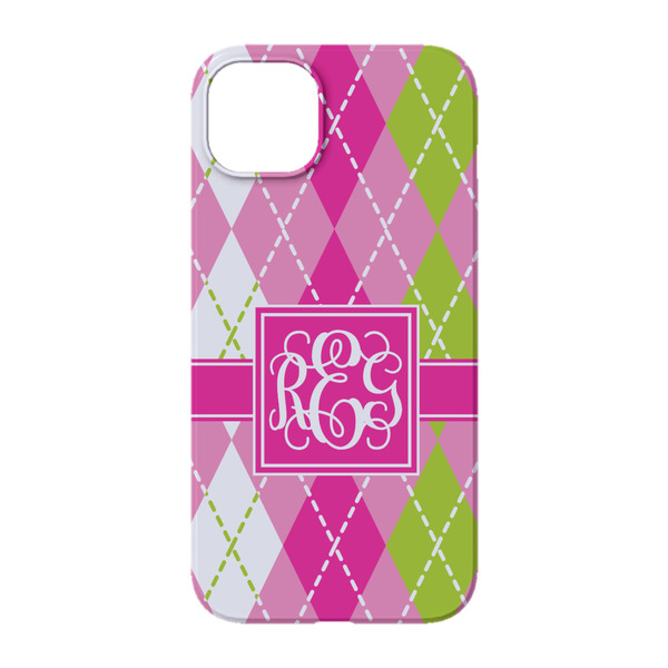 Pink & Green Argyle iPhone 14 Case - Back