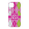 Pink & Green Argyle iPhone 14 Case - Back