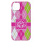 Pink & Green Argyle iPhone 14 Plus Case - Back