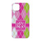 Pink & Green Argyle iPhone 14 Pro Case - Back