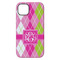 Pink & Green Argyle iPhone 14 Pro Max Tough Case - Back