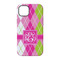 Pink & Green Argyle iPhone 14 Pro Tough Case - Back