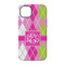 Pink & Green Argyle iPhone 14 Tough Case - Back