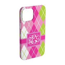 Pink & Green Argyle iPhone Case - Plastic - iPhone 15 (Personalized)