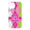 Pink & Green Argyle iPhone 15 Case - Back