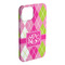 Pink & Green Argyle iPhone 15 Plus Case - Angle