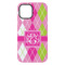 Pink & Green Argyle iPhone 15 Plus Tough Case - Back