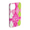 Pink & Green Argyle iPhone 15 Pro Case - Angle