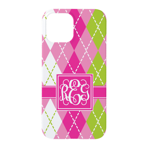 Pink & Green Argyle iPhone 15 Pro Case - Back