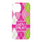 Pink & Green Argyle iPhone 15 Pro Case - Back