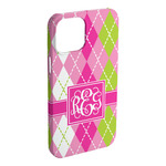 Pink & Green Argyle iPhone Case - Plastic (Personalized)