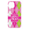 Pink & Green Argyle iPhone 15 Pro Max Case - Back
