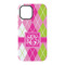Pink & Green Argyle iPhone 15 Pro Tough Case - Back