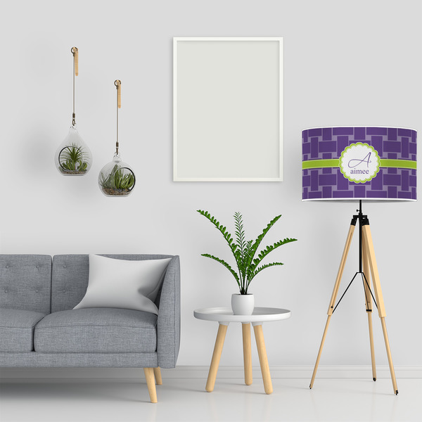 Waffle Weave 12" Drum Lampshade - LIFESTYLE