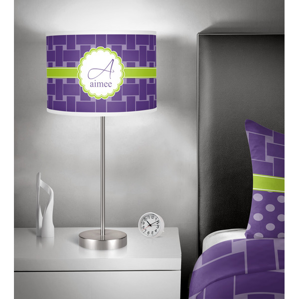 Waffle Weave 13 inch drum lamp shade - in room