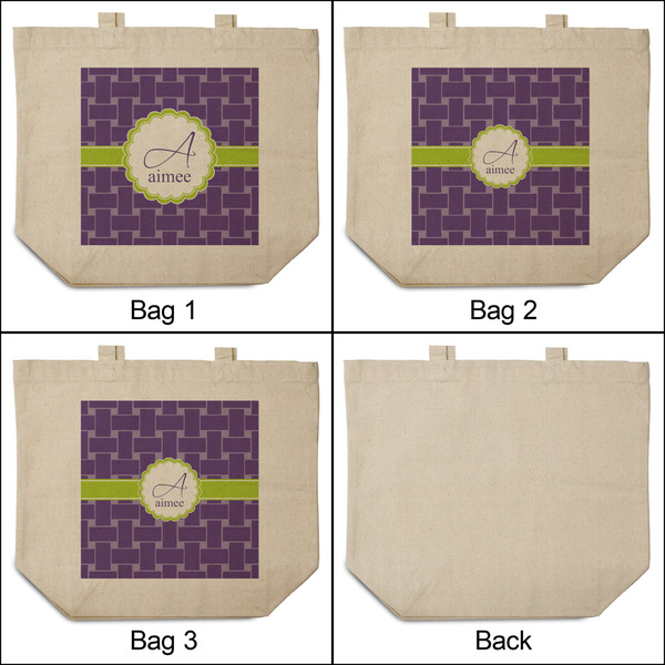 Waffle Weave 3 Reusable Cotton Grocery Bags - Front & Back View