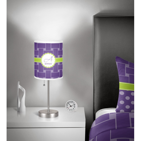 Waffle Weave 7 inch drum lamp shade - in room