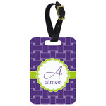 Waffle Weave Metal Luggage Tag w/ Name and Initial