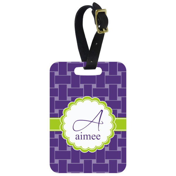 Custom Waffle Weave Metal Luggage Tag w/ Name and Initial