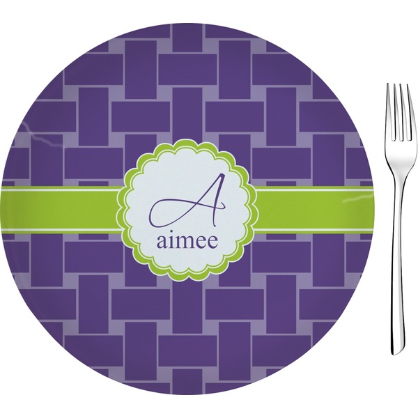 Custom Waffle Weave 8" Glass Appetizer / Dessert Plates - Single or Set (Personalized)