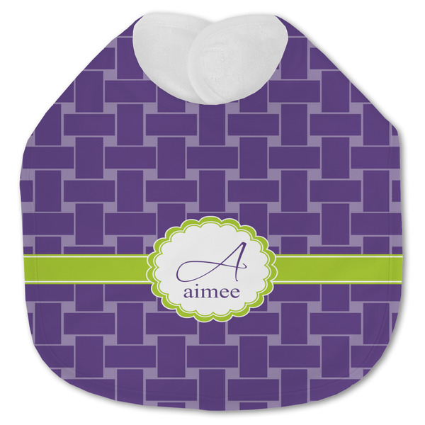 Custom Waffle Weave Jersey Knit Baby Bib w/ Name and Initial