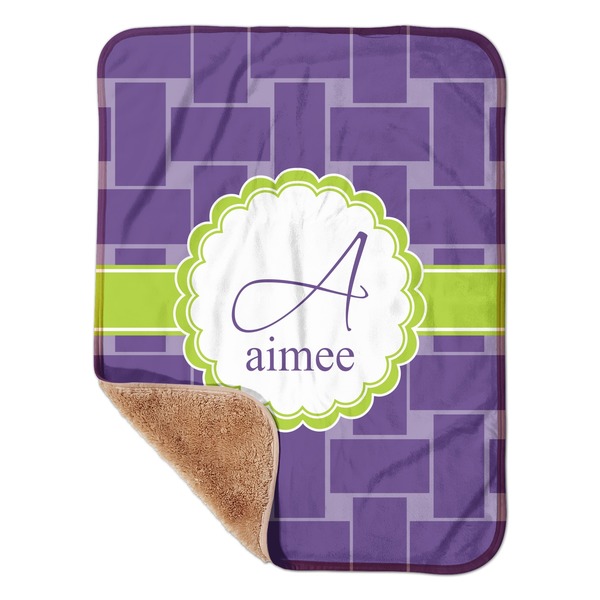 Custom Waffle Weave Sherpa Baby Blanket - 30" x 40" w/ Name and Initial