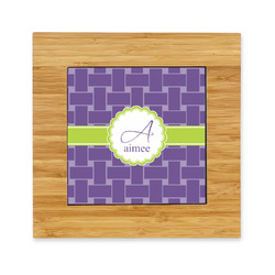 Waffle Weave Bamboo Trivet with Ceramic Tile Insert (Personalized)