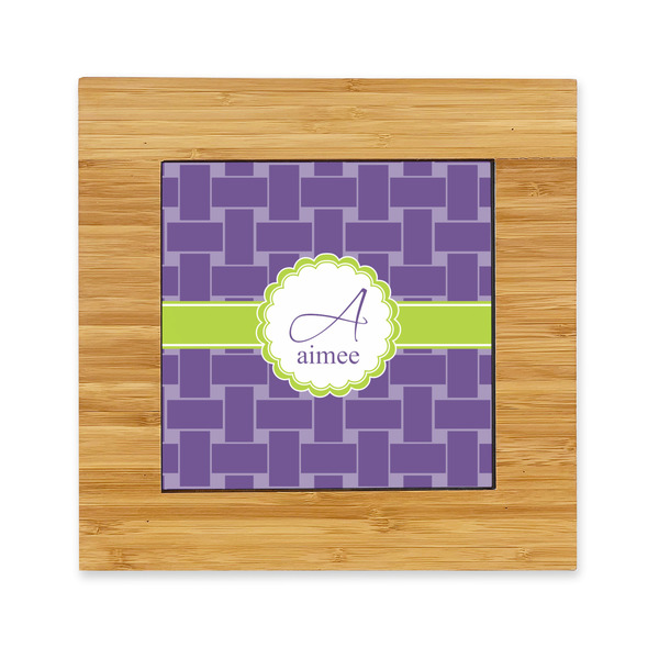 Custom Waffle Weave Bamboo Trivet with Ceramic Tile Insert (Personalized)
