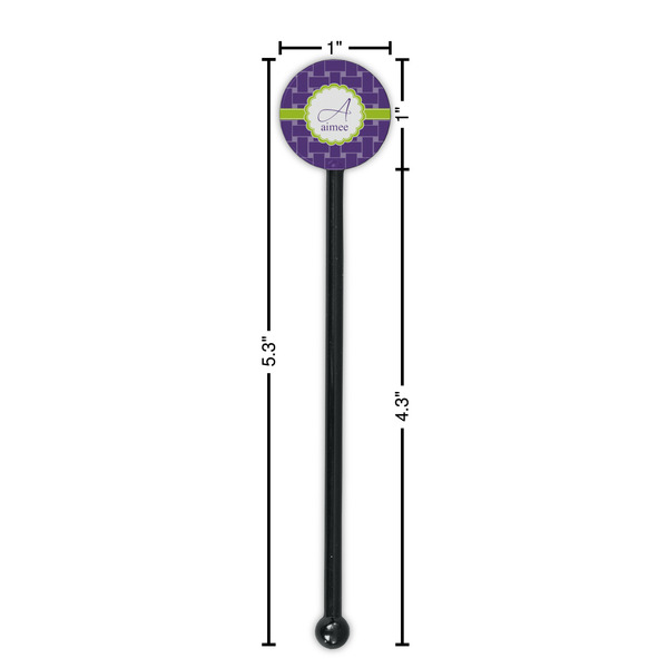 Waffle Weave Black Plastic 5.5" Stir Stick - Round - Dimensions