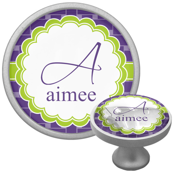 Custom Waffle Weave Cabinet Knob (Silver) (Personalized)