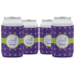 Waffle Weave Can Cooler (12 oz) - Set of 4 w/ Name and Initial