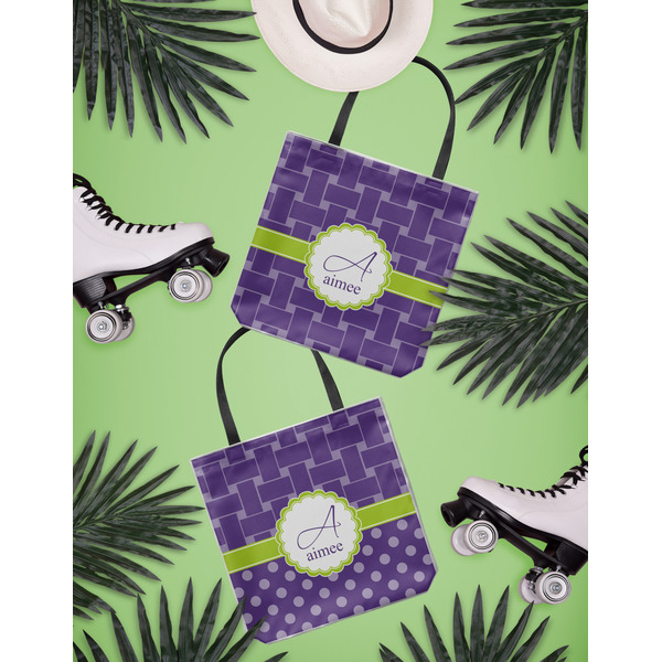 Waffle Weave Canvas Tote Lifestyle Front and Back- 13x13