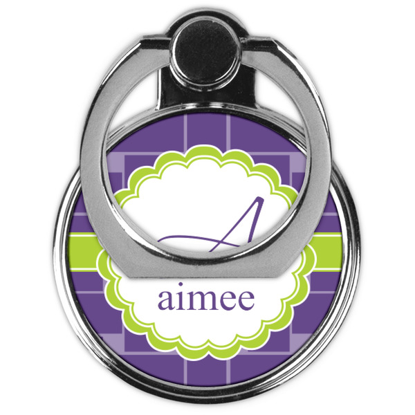 Waffle Weave Cell Phone Ring Stand & Holder - Front (Collapsed)