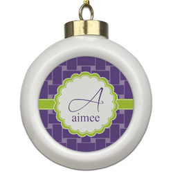 Waffle Weave Ceramic Ball Ornament (Personalized)
