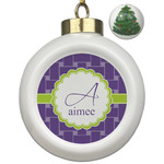 Waffle Weave Ceramic Ball Ornament - Christmas Tree (Personalized)
