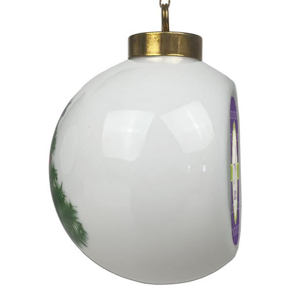 Waffle Weave Ceramic Christmas Ornament - Xmas Tree (Side View)