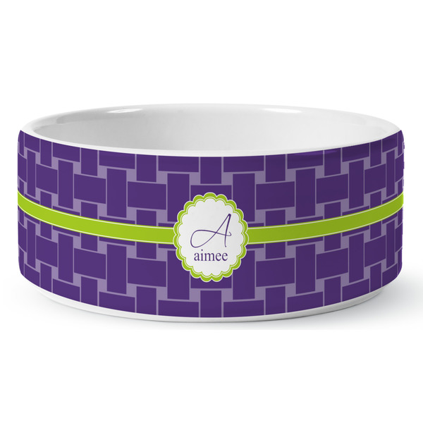 Waffle Weave Ceramic Dog Bowl - Medium - Front