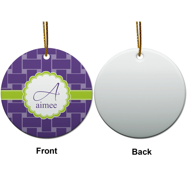 Waffle Weave Ceramic Flat Ornament - Circle Front & Back (APPROVAL)