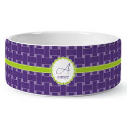 Waffle Weave Ceramic Dog Bowl (Personalized)