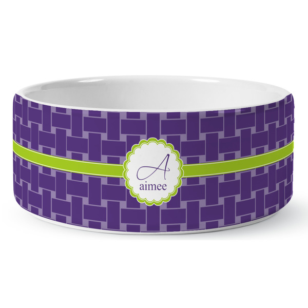 Custom Waffle Weave Ceramic Dog Bowl (Personalized)